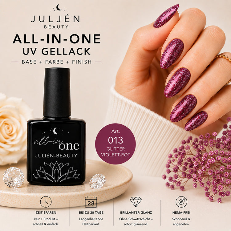 All-in-One UV Gellack – glitter violett Pure Red