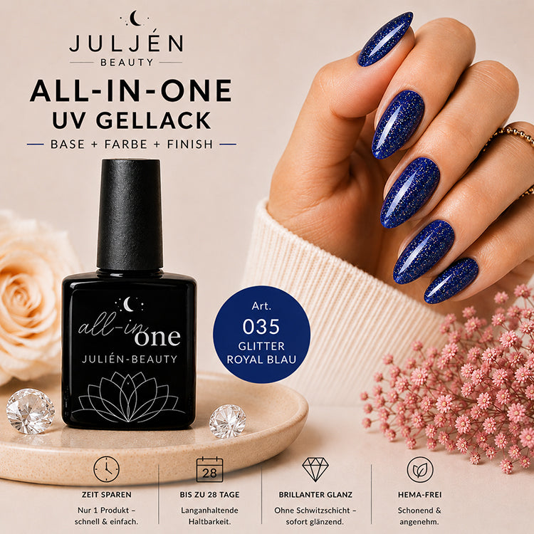 All-in-One UV Gellack – glitter Deep Sapphire
