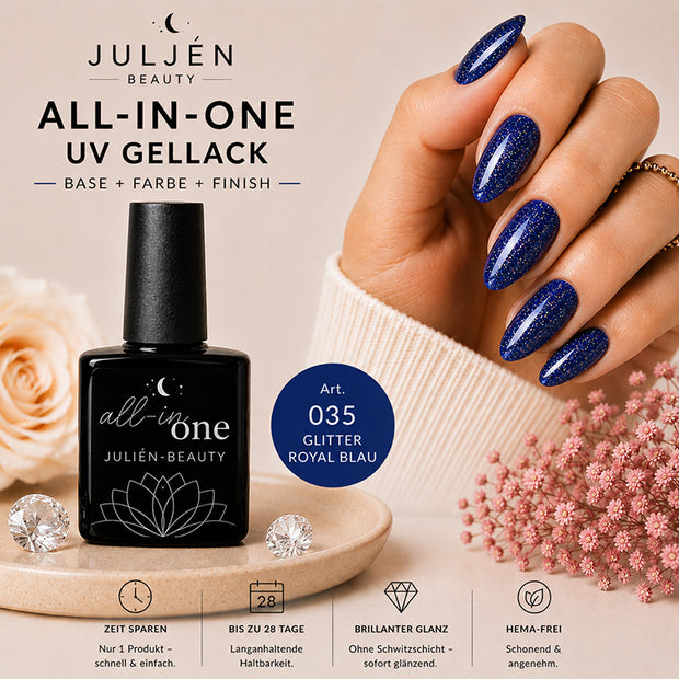 All-in-One UV Gellack – glitter Deep Sapphire