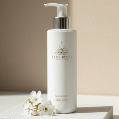 klärendes Gesichtsreinigungsgel mit Mikrosilber in weißer Pumpflasche